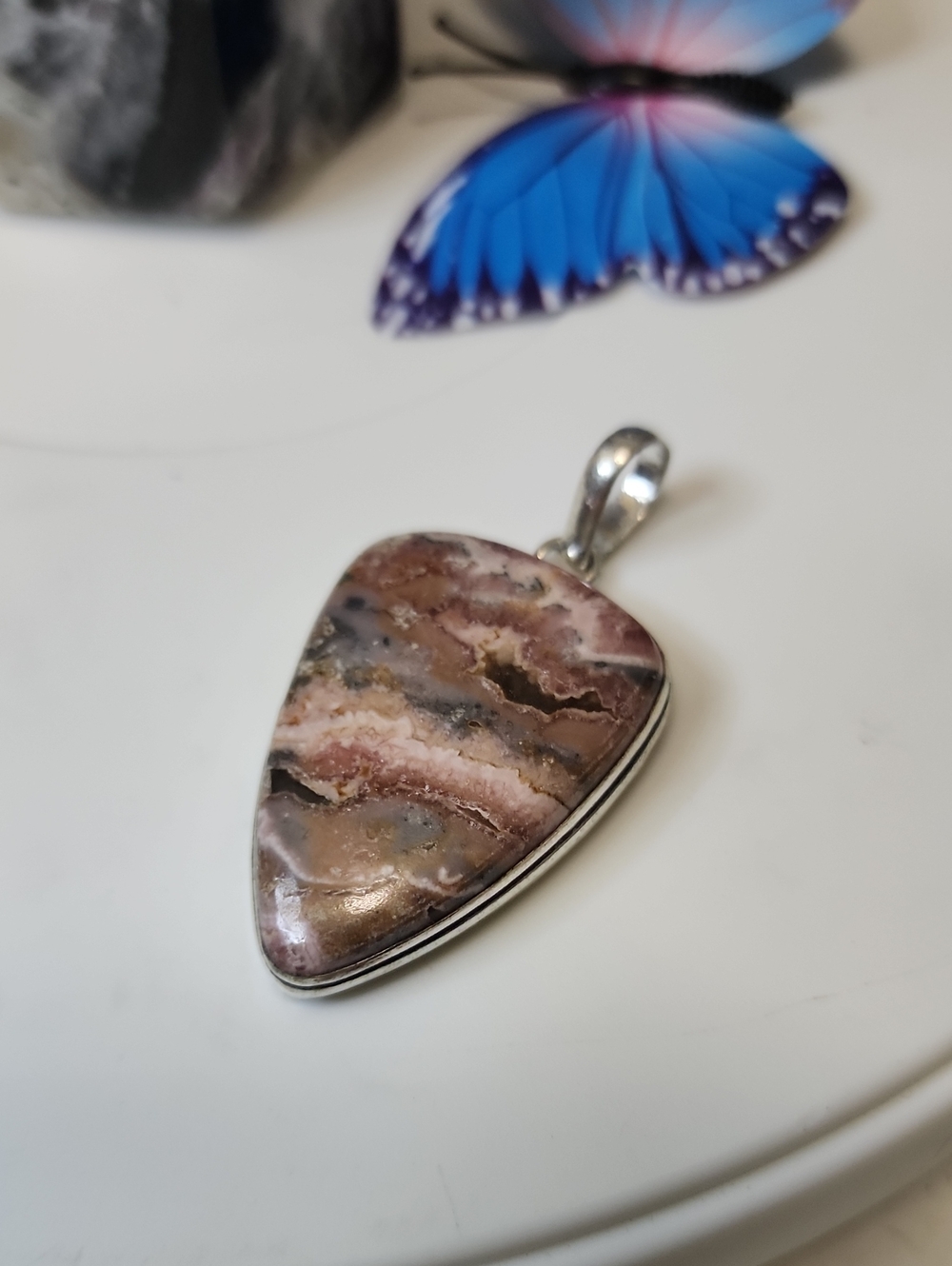 Pink and Brown Stone Pendant